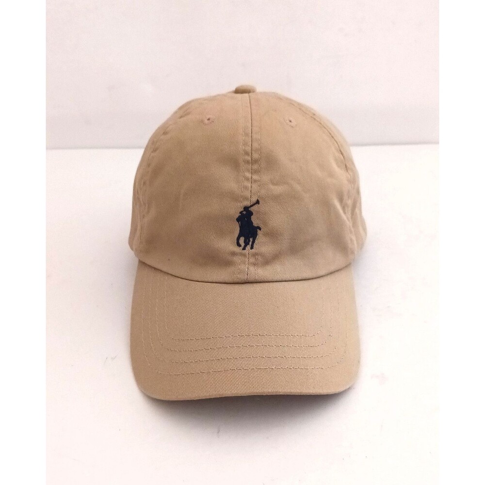 NEW Polo Ralph Lauren Cotton Khaki Baseball Cap Navy Pony Embroidered Youth 8-20